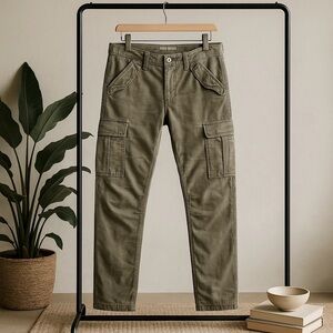 Theory Green Cargo Pants velvet Corduroy with Slim Fit | Sz 25R